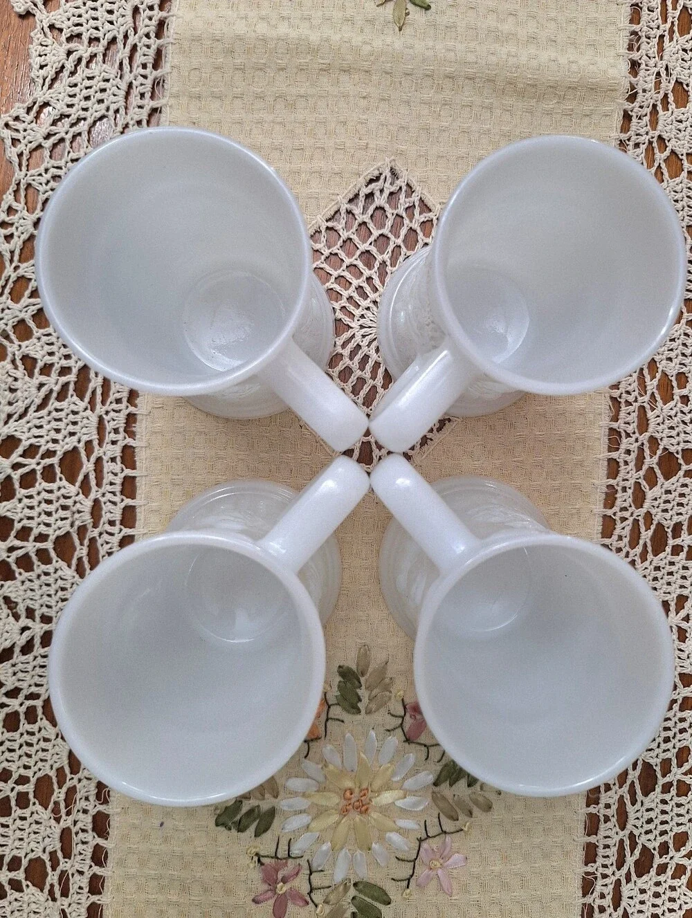 Vintage Set Of 4 Steins, Mugs. Federal Milk Glass,